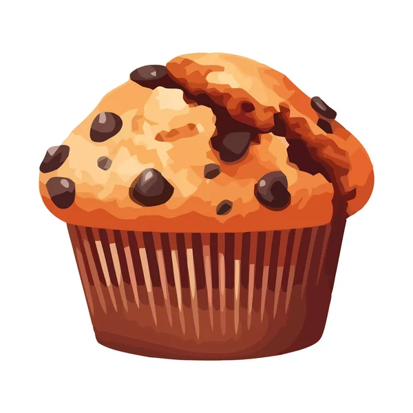 Gebakken Zoete Voeding Cupcake Chocolade Pictogram Geïsoleerd — Stockvector