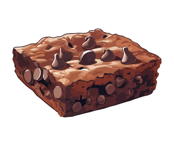 Süße Schokolade Haselnuss Brownie Scheibe Symbol Isoliert — Stockvektor