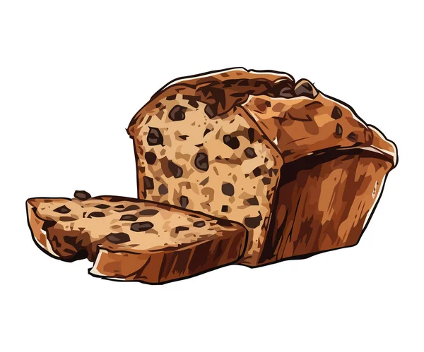 Gebakken Brood Plak Met Chocolade Pictogram Geïsoleerd — Stockvector