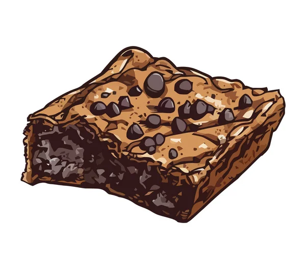 Сладкий Ломтик Выпечки Шоколадом Кремом — стоковый вектор