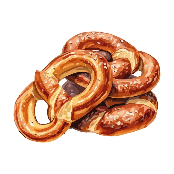 Crunchy Pretzel Snack Baked Freshness Icon Isolated — Stock Vector