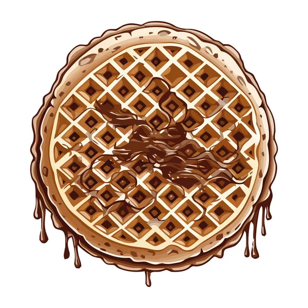 Gofre Avec Icône Sauce Chocolat Isolé — Image vectorielle