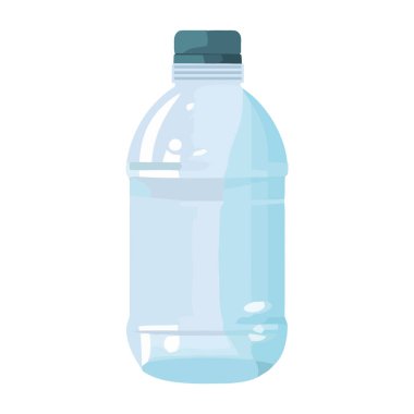 Saf içme suyu ikonu olan şeffaf plastik şişe izole edilmiş.