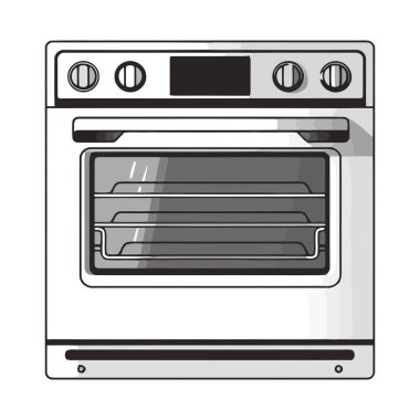 Modern mutfak ekipmanları soba ve fırın ikonu izole edildi
