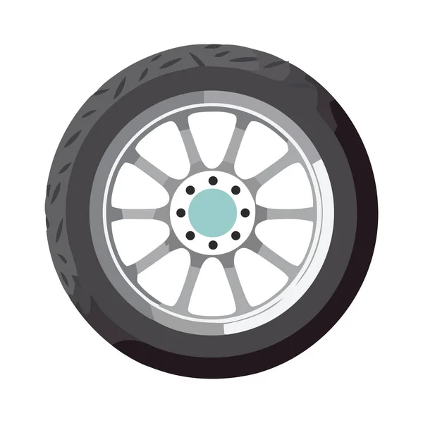 Modern Transportation Symbol Shiny Car Tire Icon Isolated — Stock Vector