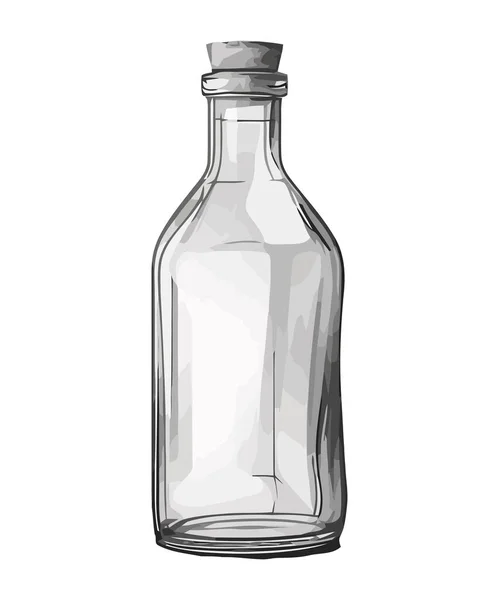 Transparente Weinflasche Mit Sauberem Trinkglassymbol Isoliert — Stockvektor