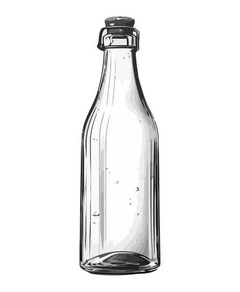 Прозрачная Стеклянная Бутылка Пустая Иконка Рисунка Изолирована — стоковый вектор