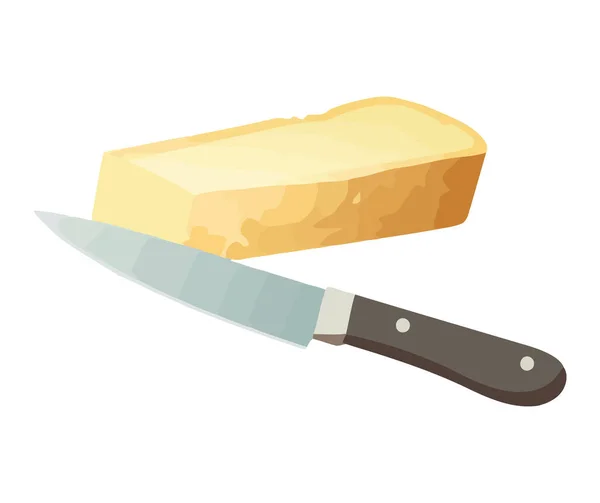 Tranche Gastronomique Fraîche Pain Couteau Icône Isolé — Image vectorielle