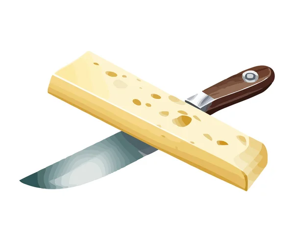 Kuchyňský Nůž Ikona Krájení Sýra Izolované — Stockový vektor