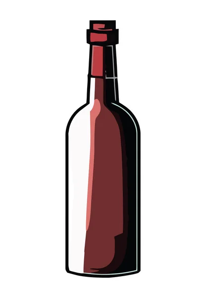 Vinflaska Ikon Design Med Cabernet Sauvignon Druva Isolerad — Stock vektor