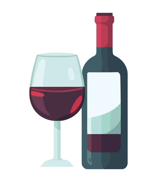 Butelka Wina Szkło Winogrona Symbolizują Ikonę Luksusu Izolowane — Wektor stockowy