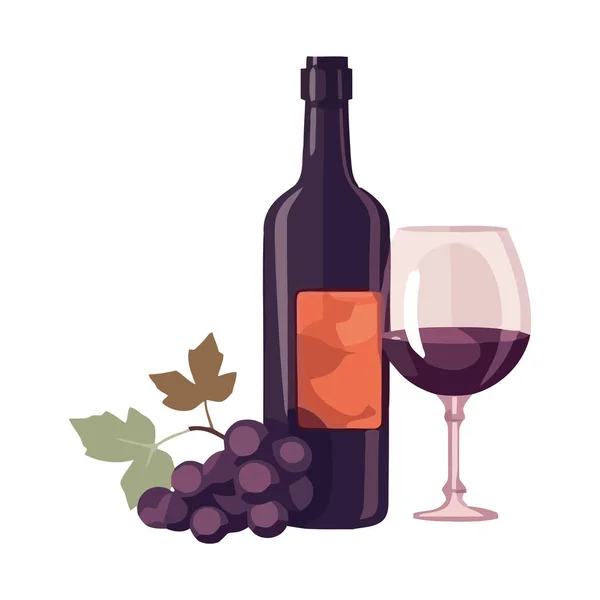 Celebración Gourmet Con Botella Vino Icono Vidrio Aislado — Vector de stock