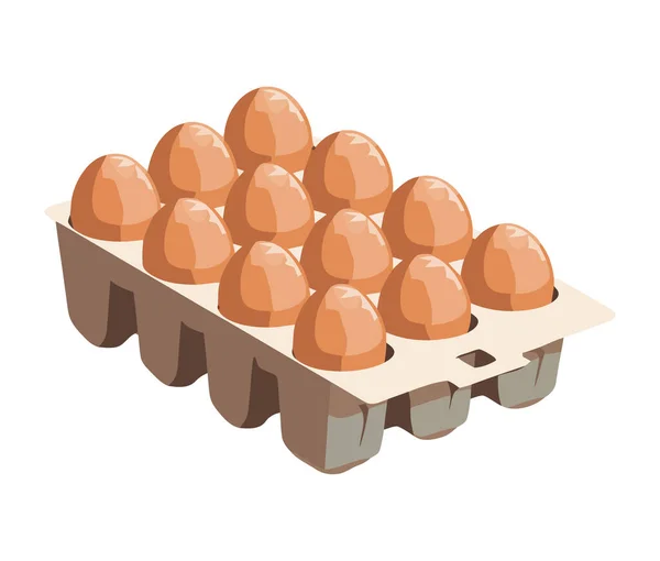 Φρέσκα Βιολογικά Αυγά Από Απομονωμένο Εικονίδιο Του Χαρτοκιβωτίου — Διανυσματικό Αρχείο