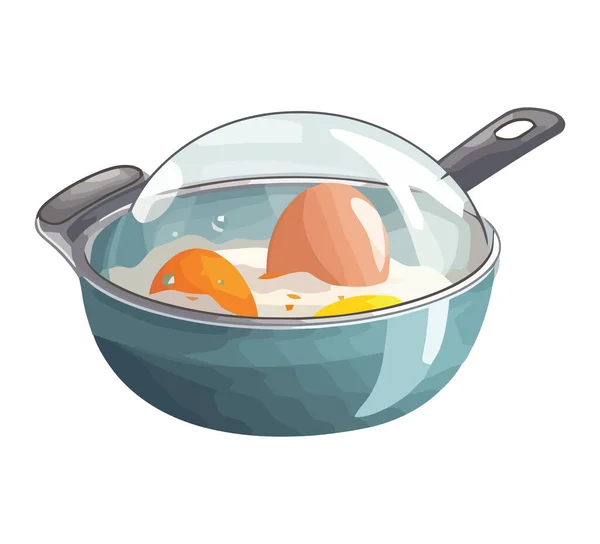 Frische Gourmet Eier Küchenpfanne Gekocht — Stockvektor