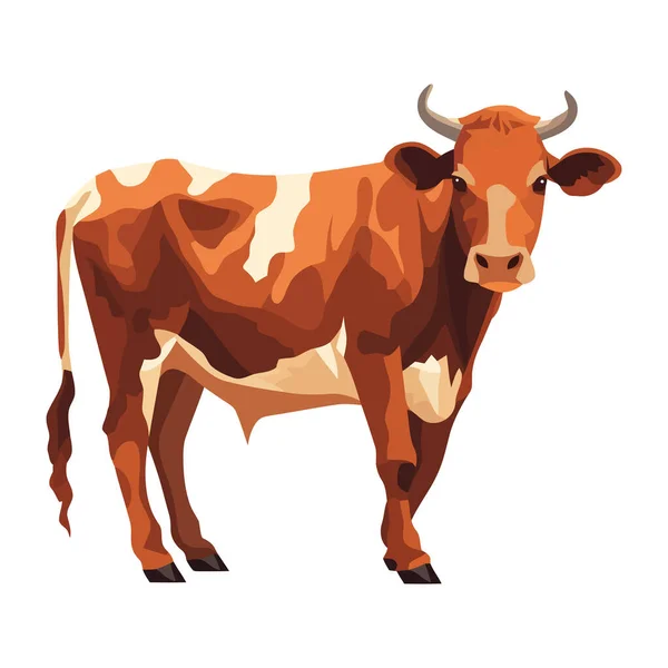 Cute Cow Standing Farm Animal Icon Isolated — Stock Vector