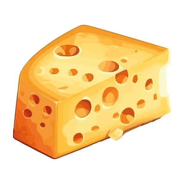 新鮮なグルメチーズスライス 黄色と有機アイコン分離 — ストックベクタ