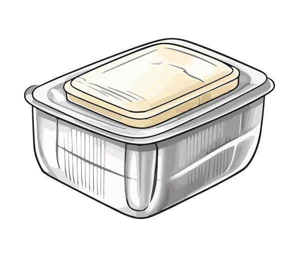 Φρέσκο Γεύμα Πλαστικό Δοχείο Απομονωμένο Εικονίδιο Καπακιού — Διανυσματικό Αρχείο