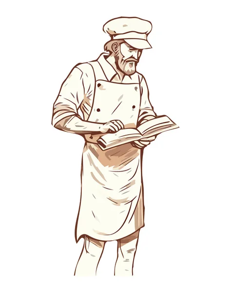 Una Persona Pie Sosteniendo Libro Cocina Comida Icono Aislado — Archivo Imágenes Vectoriales