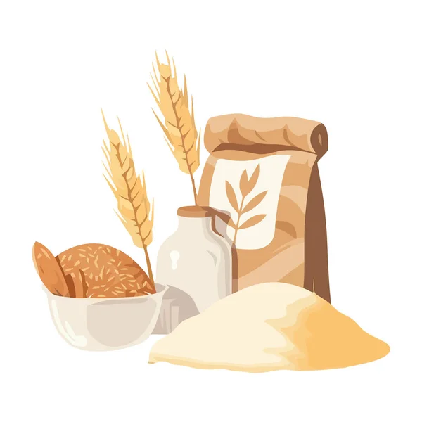 Bio Weizenmehlsack Für Gesundes Brot — Stockvektor