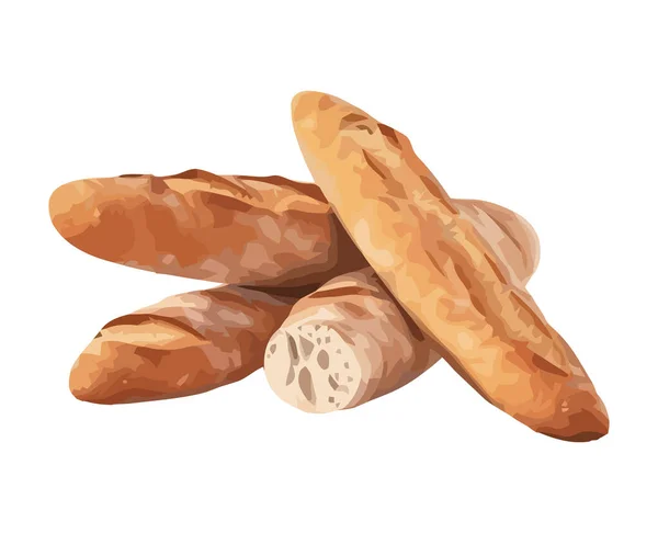 白色背景图标上新烘焙的面包被隔离 — 图库矢量图片