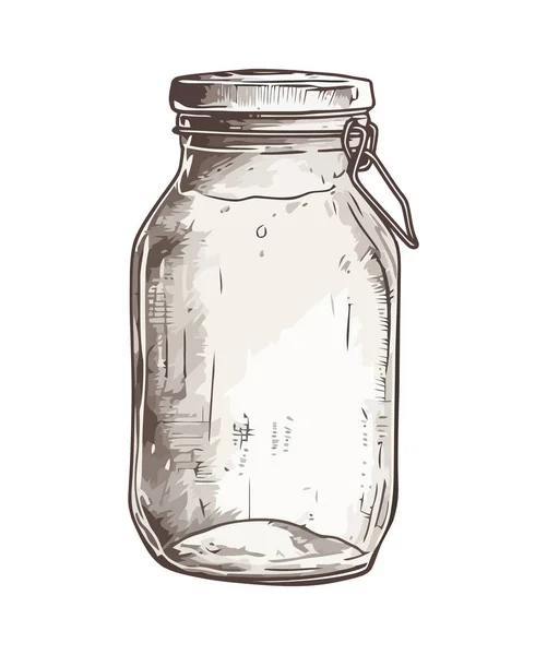 Hand Drawn Sketch Fresh Organic Food Jar Icon Isolated — Stock Vector