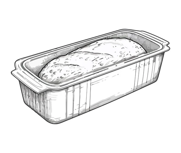 Φρέσκο Ψωμί Ψημένο Πλαστικό Δοχείο Υγιή Εικόνα Γεύμα Απομονωμένο — Διανυσματικό Αρχείο