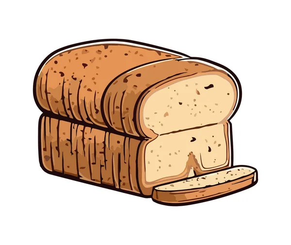Свежеиспеченный Хлеб Вкусная Еда Ждет Икону Изолированы — стоковый вектор