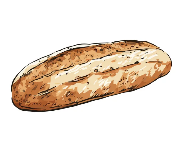 孤立的新鲜面包图标手绘矢量草图 — 图库矢量图片