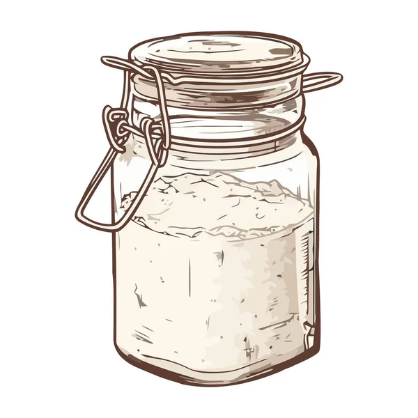 Organic Flour Glass Jar Sketch Style Icon Isolated — Stock Vector
