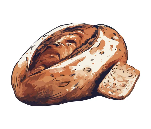 Färskt Ekologiskt Bröd Skiss Gourmet Snack Ikon Isolerad — Stock vektor