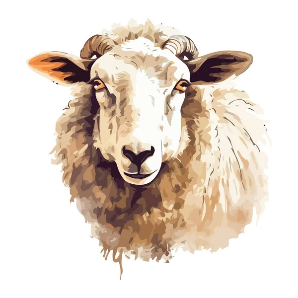Cute Sheep Farm Animal Icon Isolated — Stock Vector