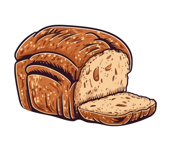 Taze Pişmiş Ekmek Izole Edilmiş Bir Gurme Yemek Sembolü — Stok Vektör
