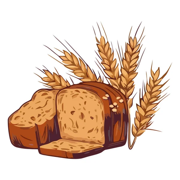 stock vector Organic wheat harvested for fresh baked bread icon isolated