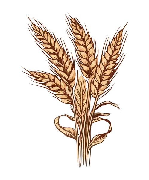 Reifer Weizen Und Gerste Handgepflückt Für Brot Ikone Isoliert — Stockvektor