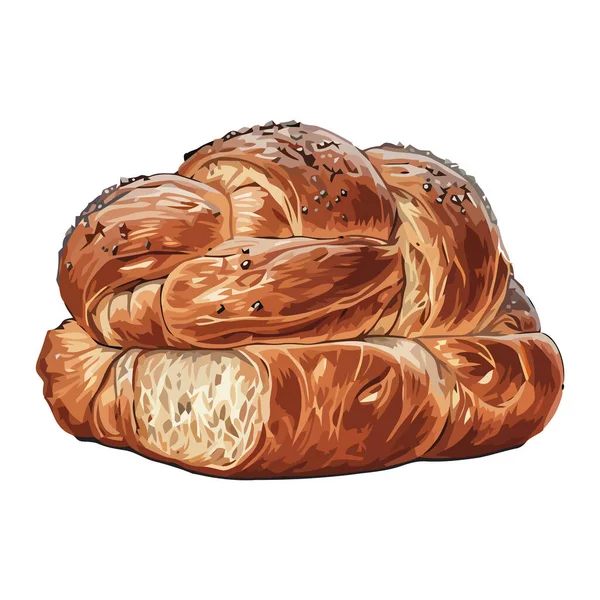 Taze Pişmiş Ekmek Simgesi Izole Edilmiş Tasarım — Stok Vektör