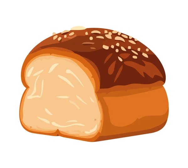 Pão Acabado Assar Para Ícone Almoço Isolado — Vetor de Stock