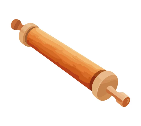 Rolling Pin Made Wood Baking Icon Isolated — Stock Vector