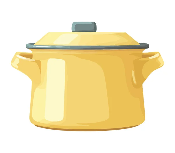 Yellow Casserole Pot Utensil Icon Isolated — Stock Vector