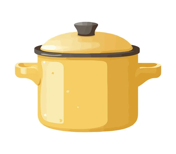 Yellow Stew Pot Ladle Icon Isolated — Stock Vector
