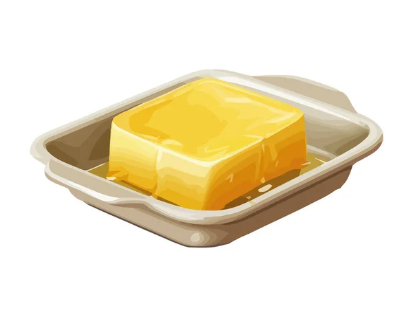 Manteiga Orgânica Fresca Ícone Placa Amarela Gourmet Isolado — Vetor de Stock