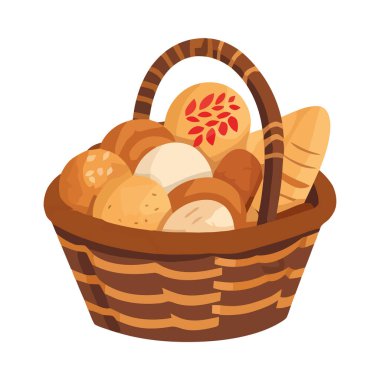 Hasır sepette taze organik meyve hediye ikonu izole edildi