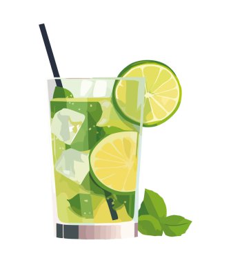 Nane yaprağı dekorasyon ikonuyla sulu narenciye kokteyli.