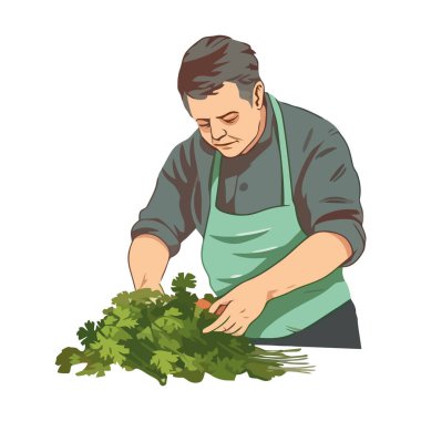 Bir kişi taze maydanoz yaprağı simgesi tutuyor.