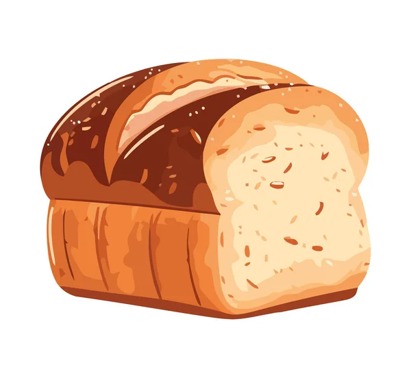 新烘焙的面包和羊角面包作为午餐图标隔离 — 图库矢量图片
