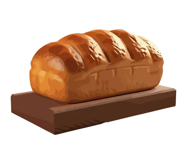 Frisch Gebackenes Brot Auf Einer Hölzernen Ikone — Stockvektor