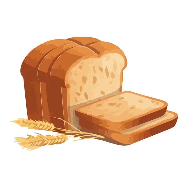 Pão Fresco Assado Ícone Alimento Orgânico Saudável Isolado — Vetor de Stock