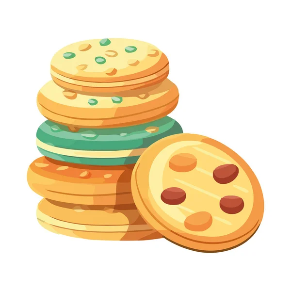 Στοίβα Cookies Μέλι Και Εικονίδιο Φρούτων Απομονωμένο — Διανυσματικό Αρχείο
