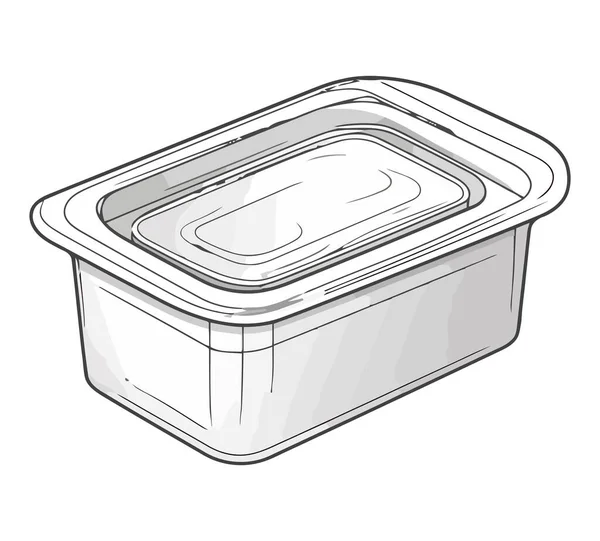 Yemek Paketleme Simgesi Için Kapağı Olan Boş Plastik Kap Izole — Stok Vektör
