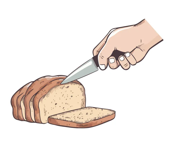 新烘焙的面包切片由熟练厨师图标隔离 — 图库矢量图片