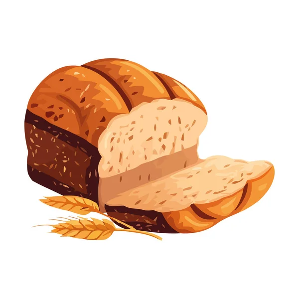 Frisch Gebackenes Brot Und Fleisch Zum Mittagessen — Stockvektor